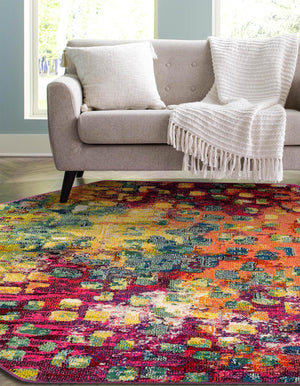 Multicolor 8' x 8' Jardin Octagon Area Rug 100% Polypropylene With Cotton Backing Colorful & Vivid Modern Carpet for Home Decor for Sale at Rug Engine