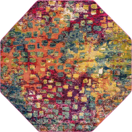 Multicolor 8' x 8' Jardin Octagon Area Rug 100% Polypropylene With Cotton Backing Colorful & Vivid Modern Carpet for Home Decor for Sale at Rug Engine