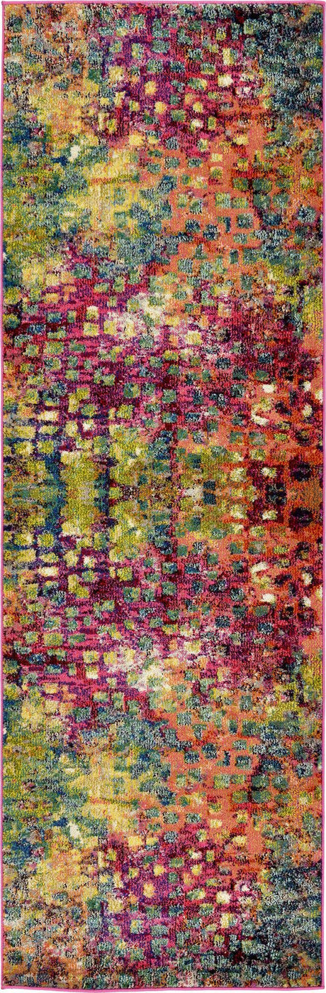 Multicolor 2' 7 x 8' Jardin Runner Area Rug 100% Polypropylene With Cotton Backing Colorful & Vivid Modern Carpet for Home Decor for Sale at Rug Engine