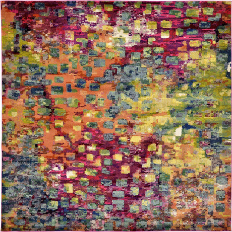 Multicolor 9' 10 x 9' 10 Jardin Square Area Rug 100% Polypropylene With Cotton Backing Colorful & Vivid Modern Carpet for Home Decor for Sale at Rug Engine