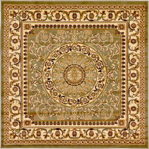 Light Green 6' 1 x 6' 1 Versailles Square Area Rug Classic Traditional Motif Indoor Carpet for Hallways, Dining Rooms, Bedrooms, Living Room, Office for Sale at Rug Engine