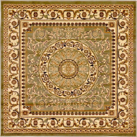 Light Green 6' 1 x 6' 1 Versailles Square Area Rug