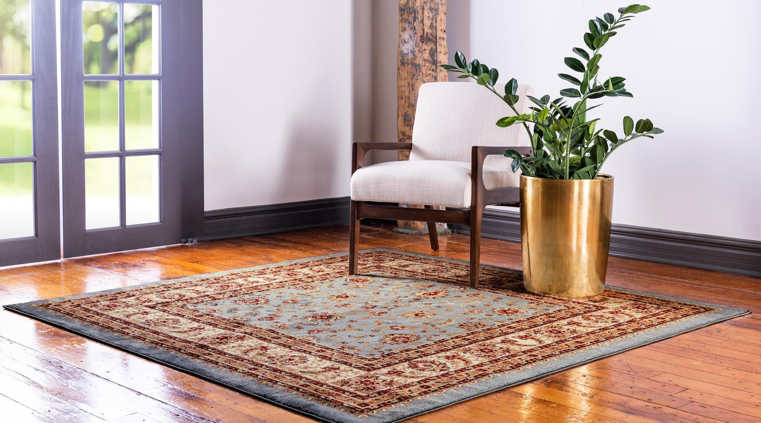 Light Blue 7' 10 x 7' 10 Voyage Square Area Rug