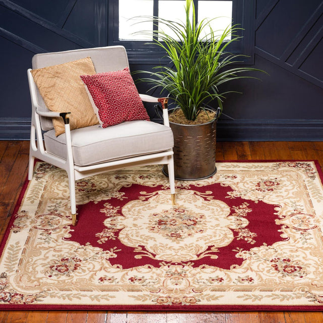 Red 10' x 10' Versailles Square Area Rug