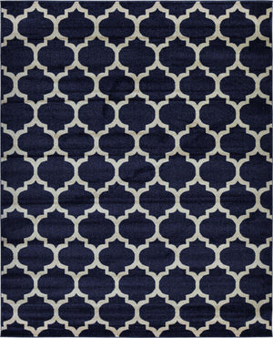 Dark Blue 7' 10 x 10' Trellis Rectangle Area Rug