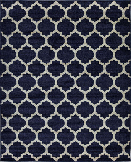 Dark Blue 7' 10 x 10' Trellis Rectangle Area Rug
