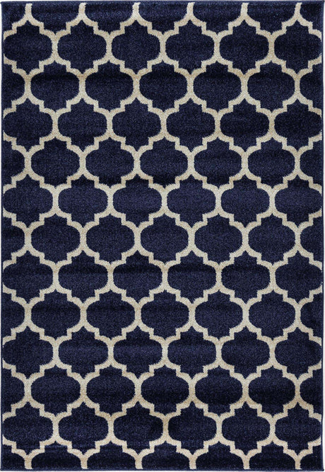 Dark Blue 4' 1 x 6' 1 Trellis Rectangle Area Rug
