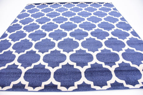 Dark Blue 7' 10 x 7' 10 Trellis Square Area Rug Geometric Modern Unique Durable Easy Clean Carpet for Contemporary Interior Design for Sale at Rug Engine