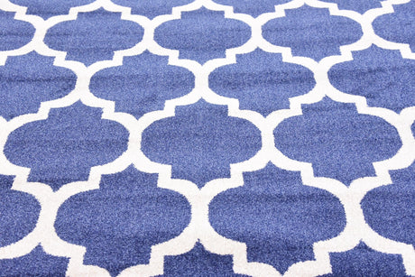 Dark Blue 7' 10 x 7' 10 Trellis Square Area Rug Geometric Modern Unique Durable Easy Clean Carpet for Contemporary Interior Design for Sale at Rug Engine