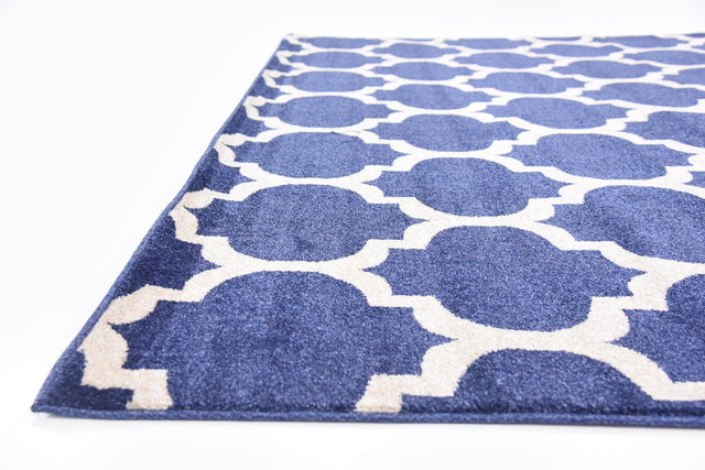 Dark Blue 7' 10 x 7' 10 Trellis Square Area Rug