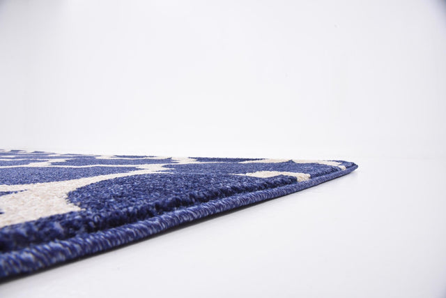 Dark Blue 7' 10 x 7' 10 Trellis Square Area Rug