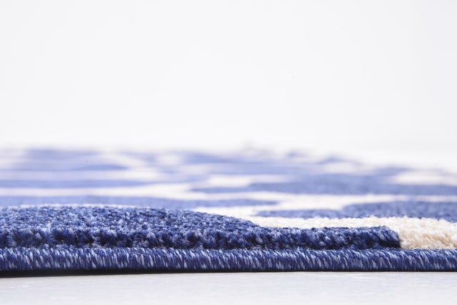 Dark Blue 7' 10 x 7' 10 Trellis Square Area Rug