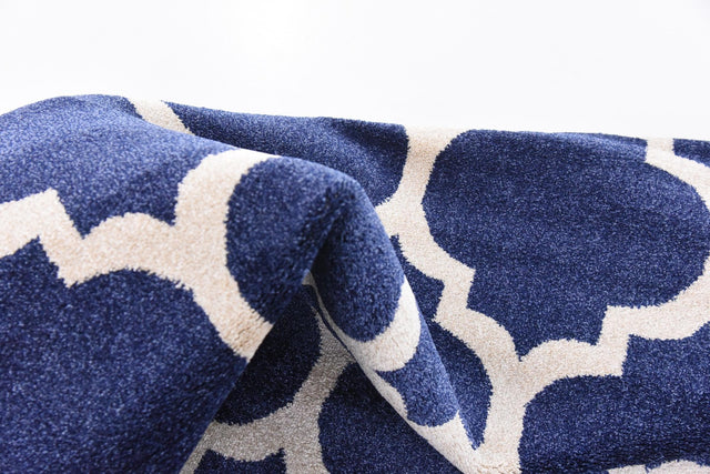 Dark Blue 7' 10 x 7' 10 Trellis Square Area Rug