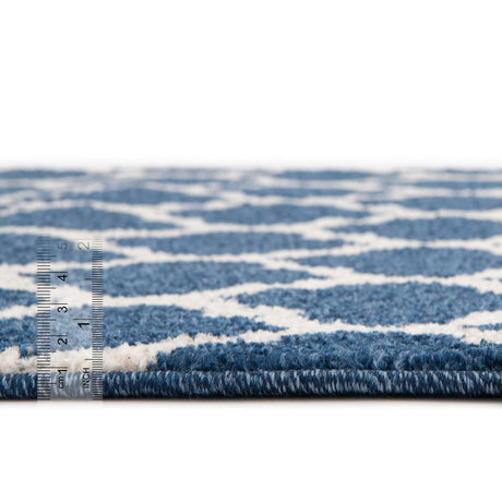 Dark Blue 6' 1 x 6' 1 Trellis Square Area Rug Geometric Modern Unique Durable Easy Clean Carpet for Contemporary Interior Design for Sale at Rug Engine