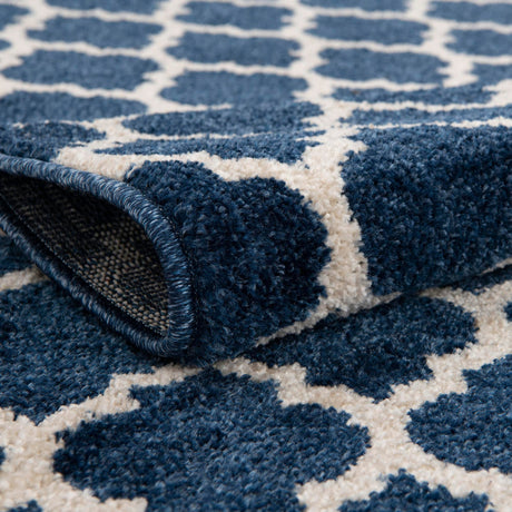 Dark Blue 7' 10 x 7' 10 Trellis Square Area Rug Geometric Modern Unique Durable Easy Clean Carpet for Contemporary Interior Design for Sale at Rug Engine