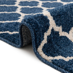 Dark Blue 7' 10 x 7' 10 Trellis Square Area Rug