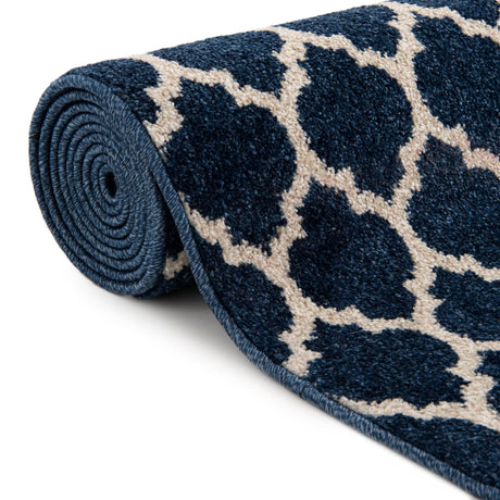 Dark Blue 7' 10 x 7' 10 Trellis Square Area Rug Geometric Modern Unique Durable Easy Clean Carpet for Contemporary Interior Design for Sale at Rug Engine