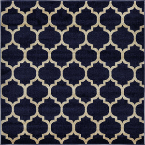 Dark Blue 6' 1 x 6' 1 Trellis Square Area Rug
