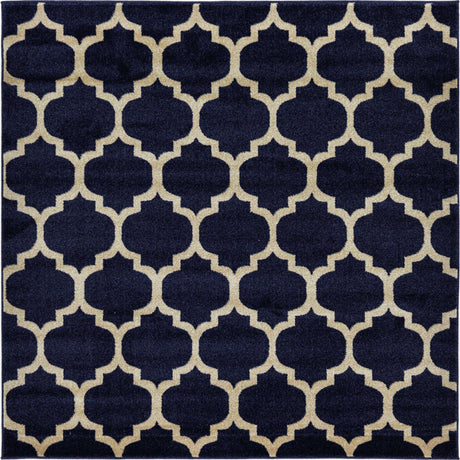 Dark Blue 6' 1 x 6' 1 Trellis Square Area Rug