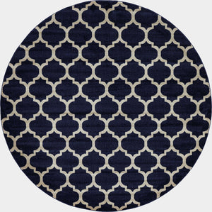 Dark Blue 10' x 10' Trellis Round Area Rug