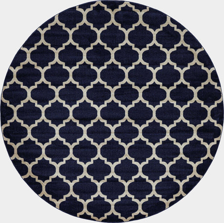 Dark Blue 10' x 10' Trellis Round Area Rug