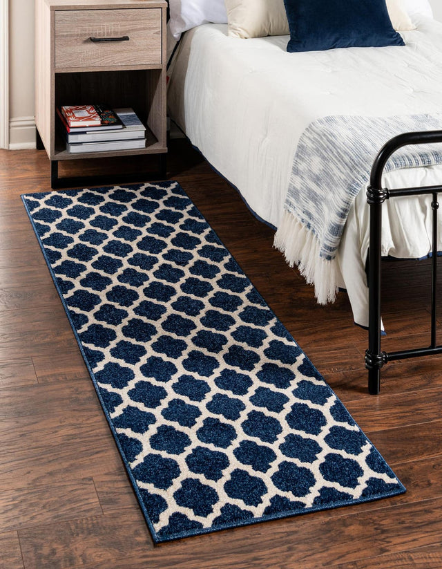Dark Blue 2' 7 x 13' 1 Trellis Runner Area Rug