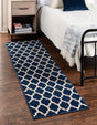 Dark Blue 2' 7 x 16' 5 Trellis Runner Area Rug