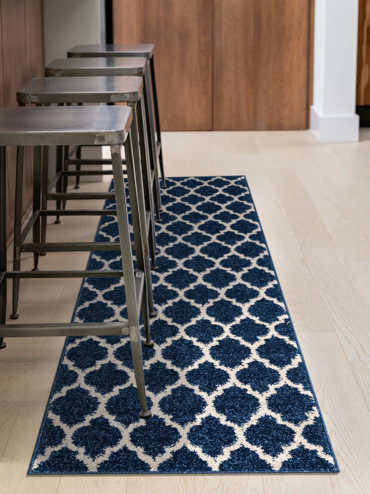 Dark Blue 2' x 6' 1 Trellis Runner Area Rug