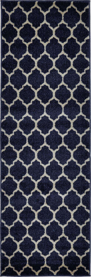 Dark Blue 2' x 6' 1 Trellis Runner Area Rug