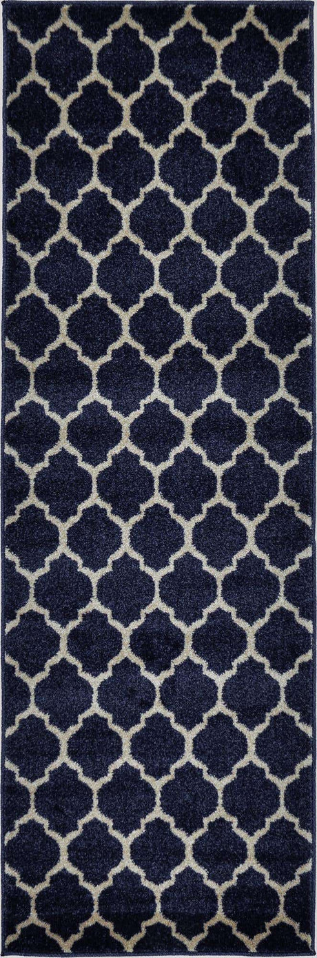 Dark Blue 2' x 6' 1 Trellis Runner Area Rug