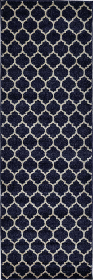Dark Blue 2' 7 x 8' Trellis Runner Area Rug