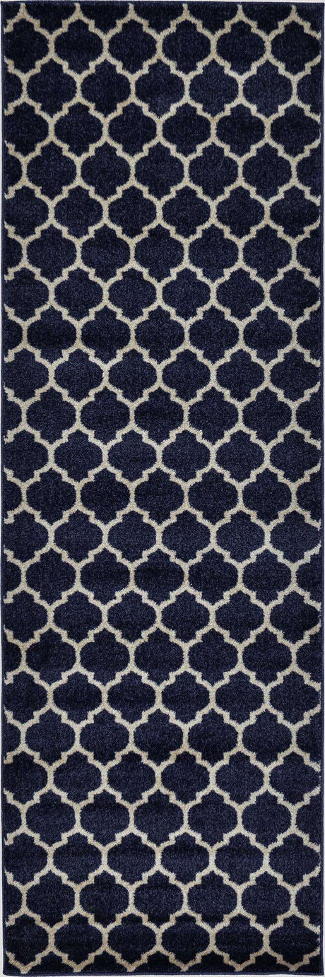 Dark Blue 2' 7 x 8' Trellis Runner Area Rug