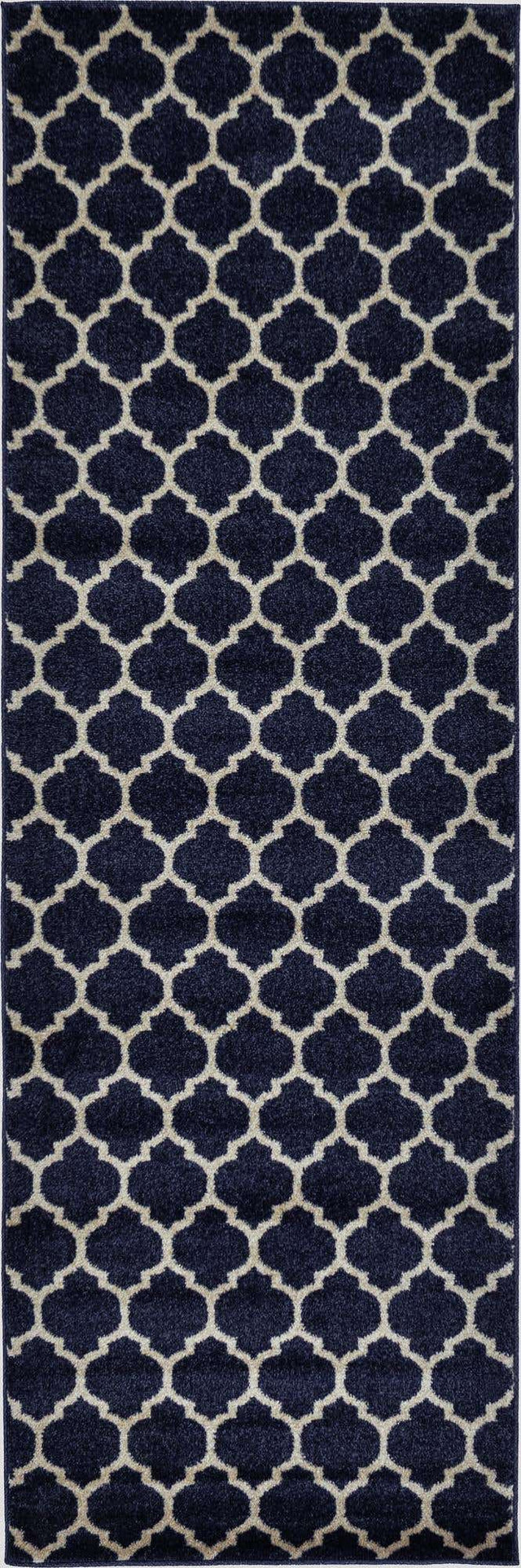 Dark Blue 2' 7 x 8' Trellis Runner Area Rug