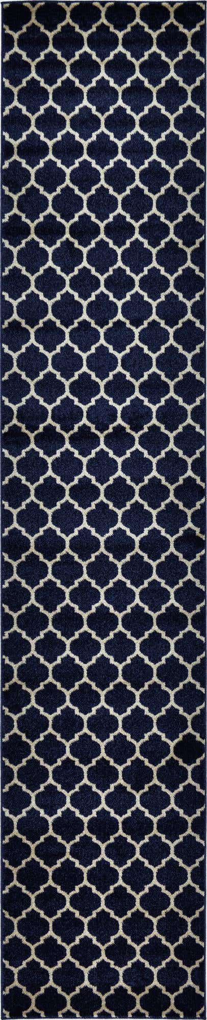 Dark Blue 2' 7 x 13' 1 Trellis Runner Area Rug