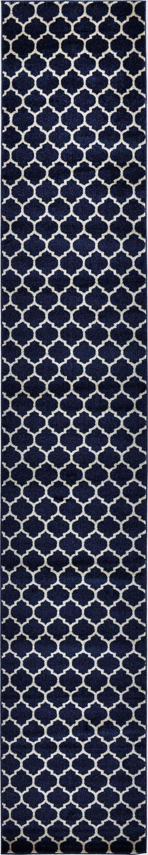 Dark Blue 2' 7 x 16' 5 Trellis Runner Area Rug