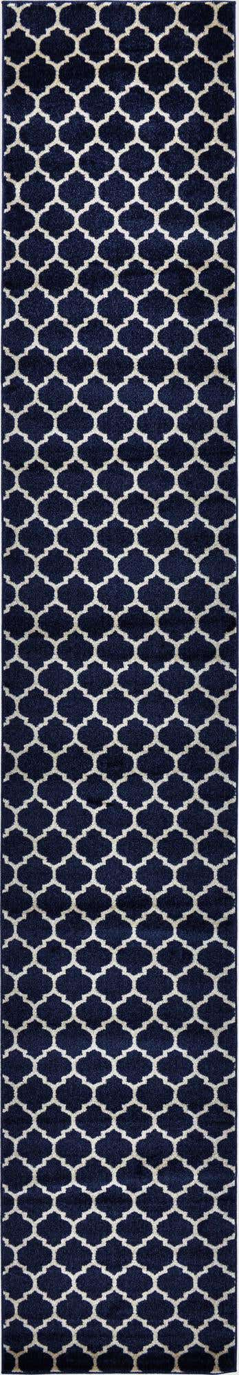 Dark Blue 2' 7 x 16' 5 Trellis Runner Area Rug