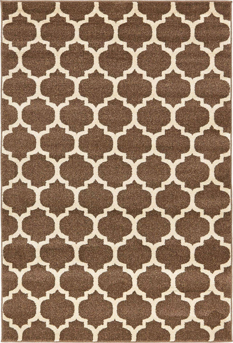 Brown 4' 1 x 6' 1 Trellis Rectangle Area Rug