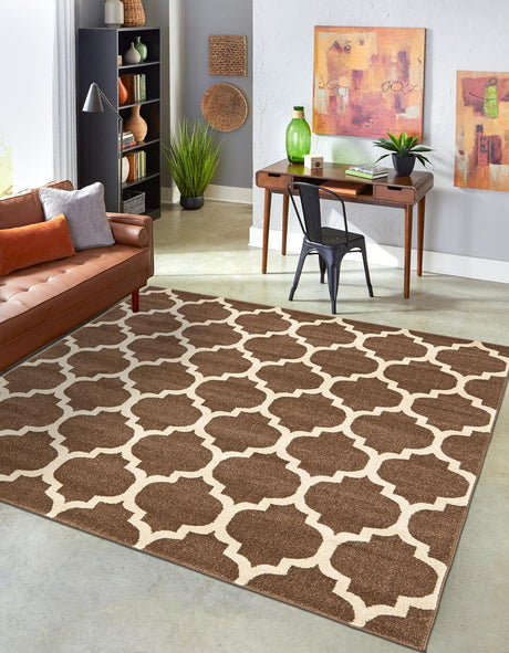 Brown 6' 1 x 6' 1 Trellis Square Area Rug