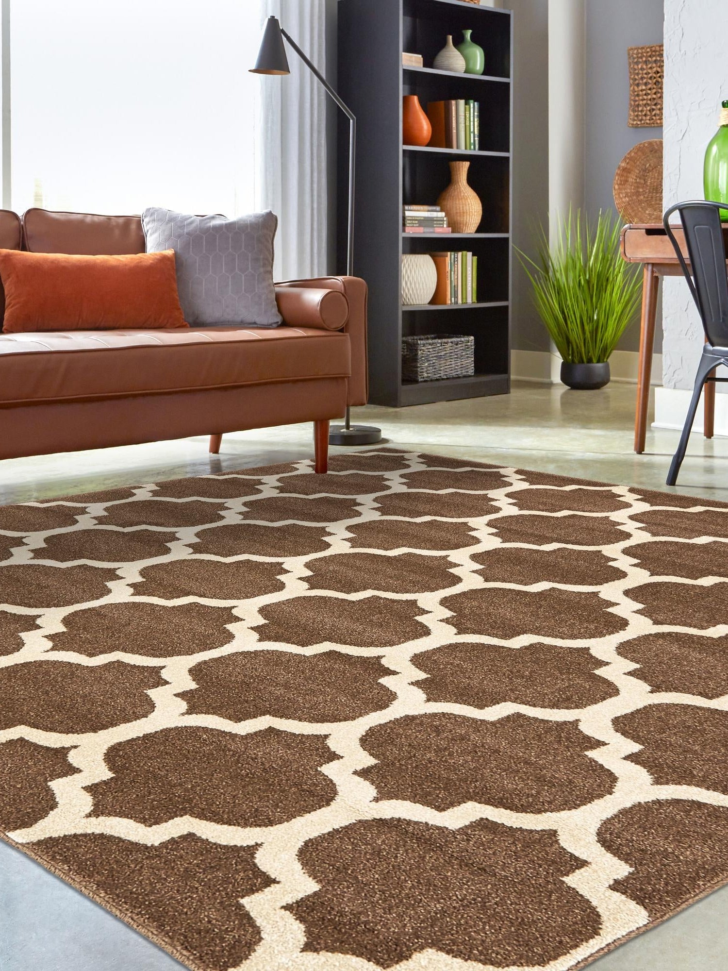 Brown 6' 1 x 6' 1 Trellis Square Area Rug