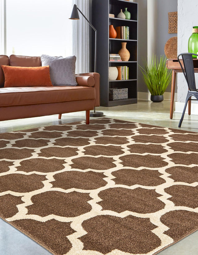 Brown 10' x 10' Trellis Square Area Rug