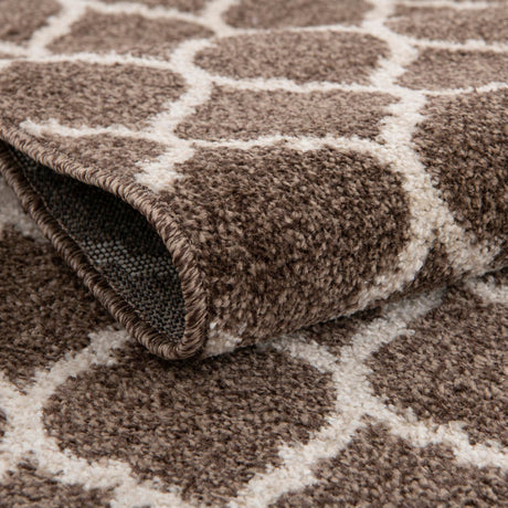 Brown 10' x 10' Trellis Square Area Rug Geometric Modern Unique Durable Easy Clean Carpet for Contemporary Interior Design for Sale at Rug Engine