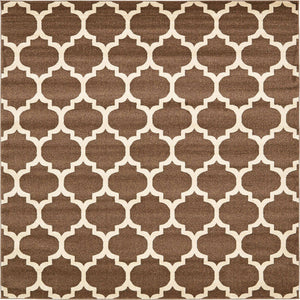 Brown 7' 10 x 7' 10 Trellis Square Area Rug