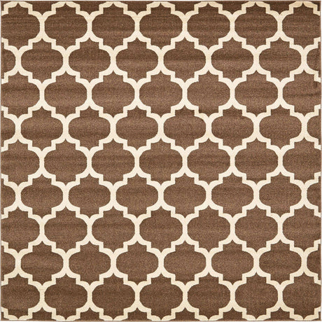 Brown 7' 10 x 7' 10 Trellis Square Area Rug