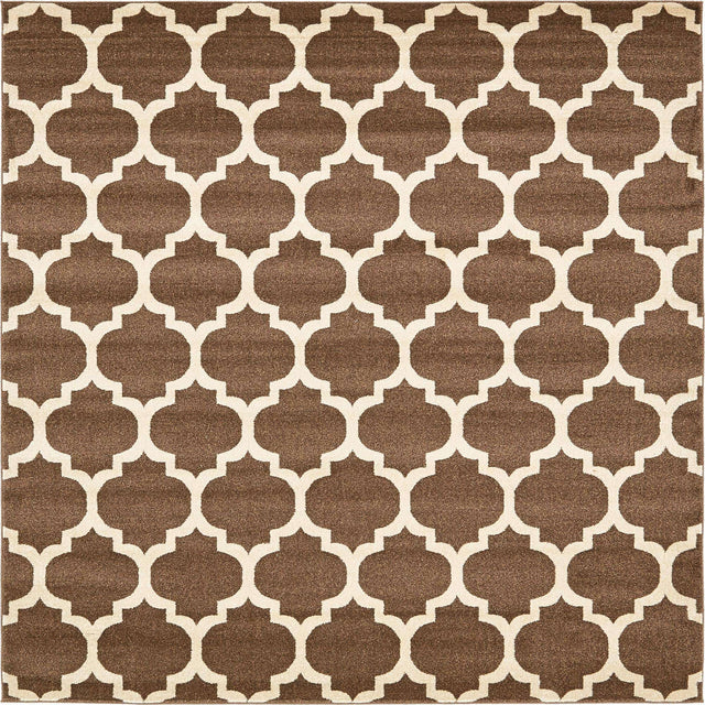 Brown 7' 10 x 7' 10 Trellis Square Area Rug
