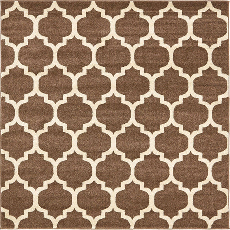 Brown 6' 1 x 6' 1 Trellis Square Area Rug