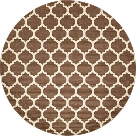 Brown 10' x 10' Trellis Round Area Rug