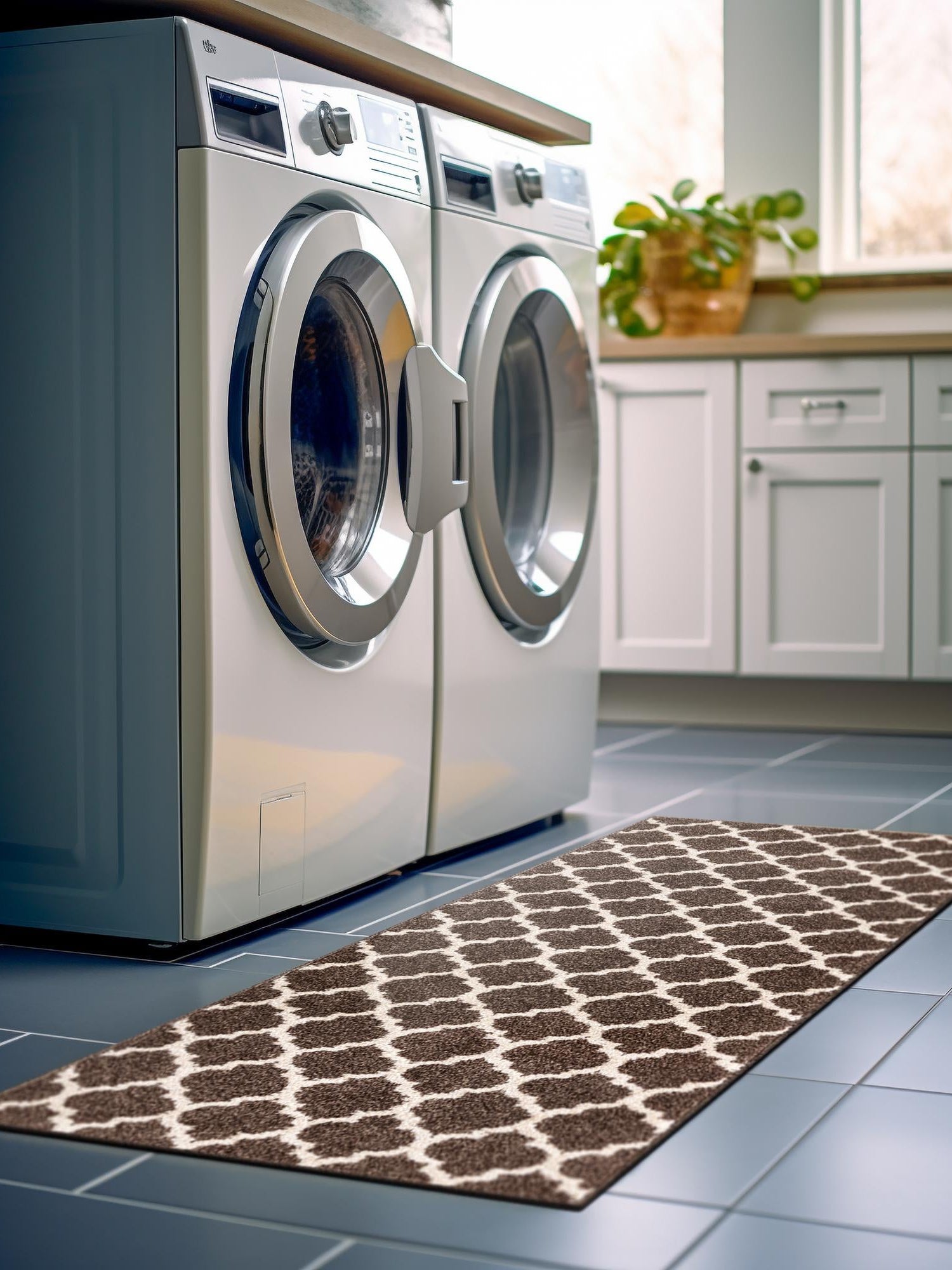 Brown 2' 7 x 19' 8 Trellis Runner Area Rug