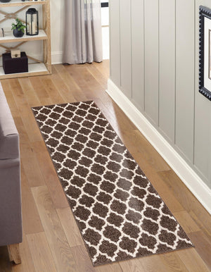 Brown 2' 7 x 10' Trellis Runner Area Rug