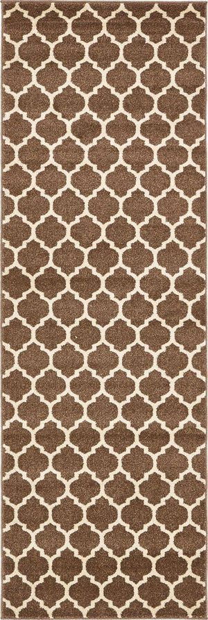 Brown 2' 7 x 8' Trellis Runner Area Rug