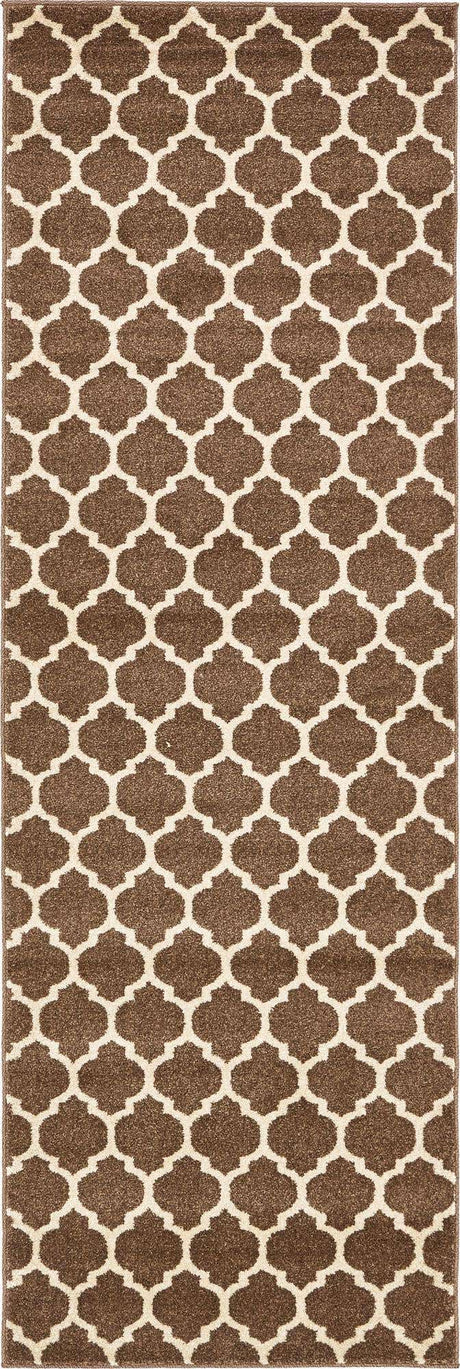 Brown 2' 7 x 8' Trellis Runner Area Rug